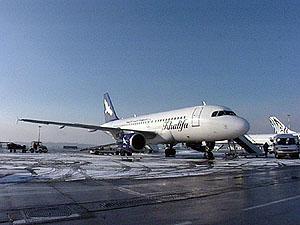 Der Airbus A319 (D-AILH) auf dem EAP